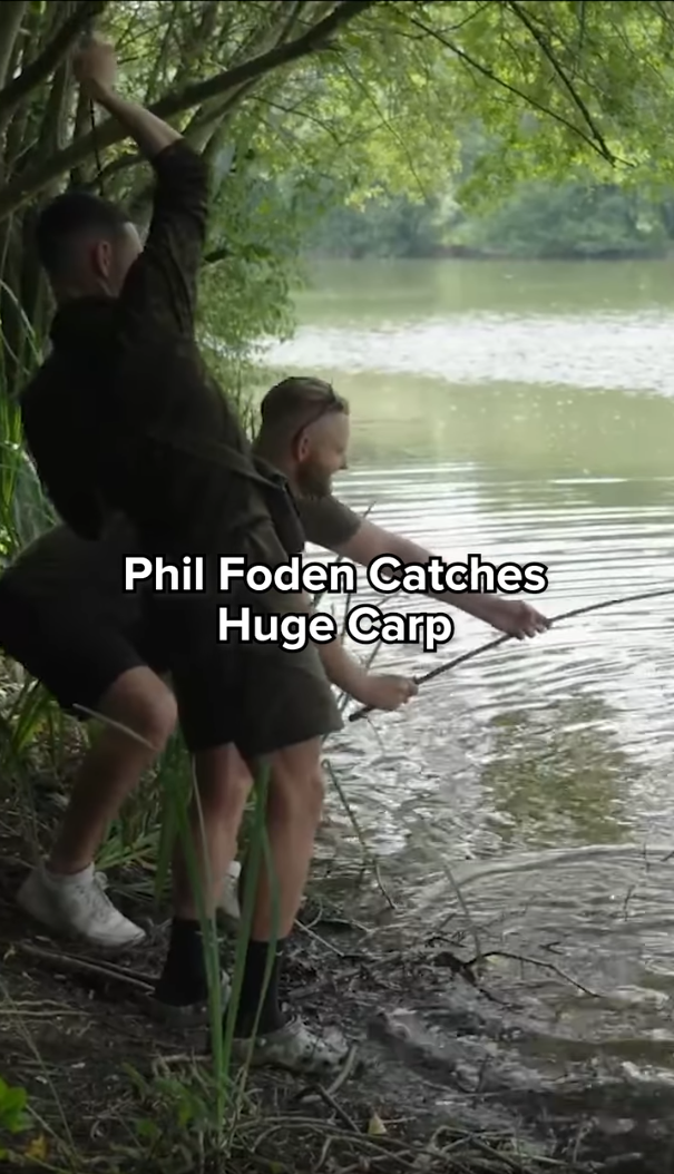 England ace Phil Foden yells ‘it’s a big one’ as he bags monster carp on fishing trip with TV expert